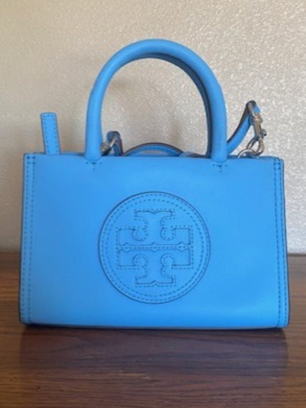 Tory Burch Blue Mini Tote with Logo